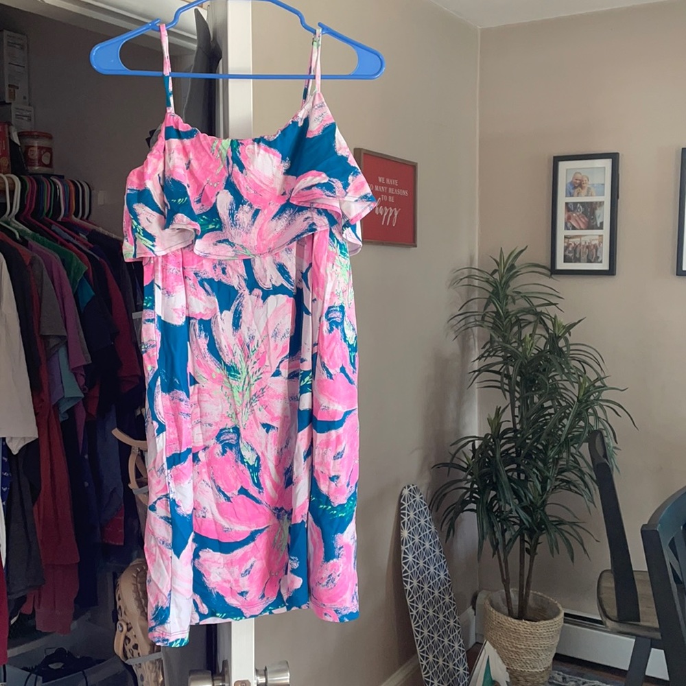 Lilly Pulitzer Pink & Blue Floral Ruffle Sundress